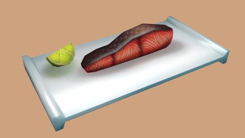 low poly roasted salmon preview image